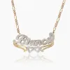 Halsketten benutzerdefinierte Halskette Doppelschicht zwei Tone Zwei Herzen Personalisierte benutzerdefinierte goldplattierte Namen Edelstahl Halskette für Frauen