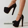 Dress Shoes Fashion Sexy Sequined Cloth Buckle Strap Platform Wedding Peep Toe Womens Square High Heel Stripper Club Pumps Round Head H240423