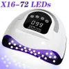 Sole X16 Max 72leds Lampada per chiodo LED UV per smalto gel, lampada polaccatura in gel di gel di gel