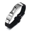 Strands Anime Símbolo Berserk Pulsera de acero inoxidable Logo de espada Mad Warrior de Norse Viking Silicagel Pulseras de pulsera ajustable JE