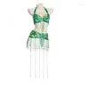Stage Wear Wholesale 12 Colors Belly Dance Peacock Bra Suit Sexy Tassel Beads And Belt Set For Women Performance Clothes