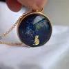 Necklaces Cat Under the Stars Starry Sky Pussy Gold Color Pendant Chain Long Necklace Women Boho Fashion Jewelry Bohemian Vintage Handmade