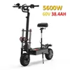 Scooter électrique puissant 5600W 60V 38.4AH / 28AH 11 pouces hors route 80 km / h