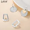 Charm LAYA 2024 Hot EuropeAn-American Style Round White Gold Contrast Size Earrings Simple Drop 925 Silver Needle Copper Woman Y240423