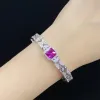 STRANDS Flower Lab Ruby Diamond Jewelry Set 925 STERLING SIGNEMERS ANNEMENT ANNEMENTS BORDES MORTILLES Collier Bracelet pour les femmes Gift