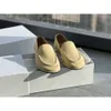The Row Genuine Shoes Loafers shoes Runway Leather Grained Mocassin Loafers Original Box Fashion Designer Shoes Size 35-39 22UZ