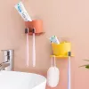 Heads Multifunction Wall Mounted Toothbrush Holder Toothpaste Storage Rack Shaver Tooth Brush Dispenser Bathroom Organizer