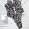 تسبح ارتداء النساء أجوف خارج Monokini 2024 Leopard Print Swimsuit Swimswear بشكل عام مثير قطع واحدة بيكيني Micro Swimming بدلة السباحة 240423