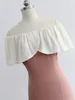 Festklänningar 2024 Summer Elegant Girly Pink Patchwork Line Neck Off-the-Shoulder Smooth Drop Dress