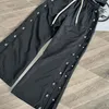 Pantalones de talla grande para hombres Fotos reales de nylon con botón reto