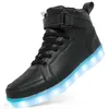 カジュアルシューズブランドキッズハイトップライトアップUSB充電器バスケットLED Trendy Luminous Sneakersスポーツテニス