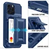 Kickstand IPhone Case premium cartes de cartes Téléphone Téléphone Heavy Duty TPU PC Discraction pour l'iPhone 15 14 13 12 11 Pro Max Mini XR XS X 6 7 8 Plus