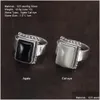 Anéis de casamento sólidos 925 Sterling Sier Lúcifer com Onyx Black Stone Natural Declaração Handmade Ring Show Jóias 240125 Drop dell Dh0g3