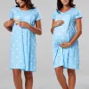 Vestidos s 2xl moda nova mulher grávida pijamas algodão lactação macia