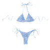 Novo biquíni dividido na moda europeia e americana para feminino Blue Blue Sexy Bikini Conjunto