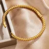Strands Bamboo Beads Punk Gold Plated Bangles for Women Men Trendy Stainless Steel Metal Bracelets Bohemian Jewelry Accessories Gift