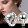 Stud Earrings Fashion Women 925 Sterling Silver With Crystal Inlaid Double Ball Ear Buckle Costume Jewelry Brincos Pendientes