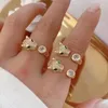 5Pcs Classic Trend Copper Micro-Inlaid Zircon Ring Gold Fashion Adjustable Leopard Head Open Rings 240420