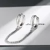 Earrings Women's New Fashion Double Ear Hole Piercing Hoop Earrings Smooth Simple Hoops Chain Connected Shiny Charming Earring Jewelry