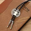 Laço amarra o cowboy ocidental de cinco pontas de cinco pontas bolo tie e feminino colarinho de colarinho de pinheiro natural de pinheiro