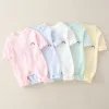 Einszene Neugeborene Kinderkinder Baby Jungen Mädchen Langarm Sampler Jumpsuit Outfits warme reine Farbe süße schöne Regenbogenkleidung