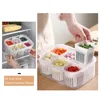 Storage Bottles Separate Spacing Spice Case Portable Plastic 6 Grids Vegetable Reusable With Lids Airtight Refrigerator Preservation Box