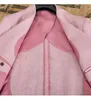 Costumes masculins en lin de haute qualité Italien élégant Blazer hommes décontractés à moitié doublure Hombre Veste de costume vintage rose blanc