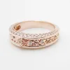 Bands Huitan Newlydesigned Rose Gold Color Wedding Rings for Women Paved Shiny CZ Aesthetic Flower Pattern Engagement Bands Jewelry
