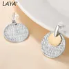 Charm LAYA 2024 Hot EuropeAn-American Style Round White Gold Contrast Size Earrings Simple Drop 925 Silver Needle Copper Woman Y240423