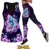 Women's Leggings Stylish And Sexy Fall Yoga Pants Vest Set Ladies Colorful Butterfly Print Casual Sports XS-8XL