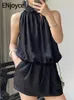 Casual Dresses 2024 Summer Women Vintage Minimalist Style Sleeveless Waist Black Ladies Korean Fashion Elegant Mini Dress Sexy Outfit