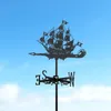 Wind Vane Sail Boat Black Metal Garden Outdoor Decoration Art For Yards And Farms 240411