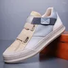 Buty swobodne elastyczne opaski wysokie top Chunky Sneakers Men Vulcanize Spring/Autumn Mixed Colours Sewing Flats British Style Mokejczy