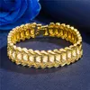 Retro Fashion Euro Gold Plated Jewelry Copper Plated 24K Gold Men's Wide Edition Car Flower Spark Bracelet Watch Chain