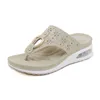 Slippers Women's Summer Beach Shoes Soft Wedges Flip Flops Retro Design Sandals Hollow Out Air-cushioned Sole Schuhe