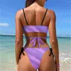 Women's Swimwear Retro Tie Dye 60S Bikini Swimsuit Blue And Aqua Sexy Push Up Modern Bikinis Set Women Bath Side Design Bathing Suit