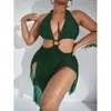 Nuovo costume da bagno in bikini a maglia solida grassa taglie forti