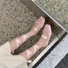 Buty swobodne Ippeum Pink Ballet Flats Satin Square palca dla kobiet Mary Janes Lace Up Ankel Pasps Ballerinas Zapatos Mujer