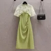 Partykleider Ehqaxin Fashion Dress Set 2024 Sommer Elegant Chinese bedrucktes Cheongsam Top-Hemd Falten Schlinge M-4xl