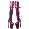 Zapatos de baile Leecabe 23cm/9 pulgadas Material brillante PU Fashion Lady Talle Plataforma Pole Pole Boots