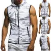 Top de réservoir pour hommes Camouflage Homme Hoodie Hood Top 3xl Summer Gym Fitness Mesh Sweyies Zip Up Sans manches