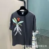 ハイバージョンluo jia刺繍マンデラグラスルーズTシャツラウンドネックトップ