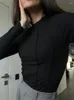 Magliette da donna Autunno Donne a base di basi arruffate Tops a maniche lunghe Timrioni Turtleneck Slim Fit Pullover casual Female Y2K Streetwear