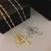 Vintage Diamond-encrusted Double Cross Necklace European and American Friends Male Female Lovers Collarbone Chain Can Be a Gift WDKQ