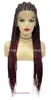 Full lace thick and thin Fried Dough Twists braid head cover mixed color high temperature wire Wig