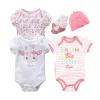 Sets Baumwoll Cartoon Baby Girl Boy Kleidung Set Kurzarm Sommerkindmädchenkleid Anzug Stickerei Kleinkind Girl Bodysuit Sets