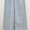 Frauen Jeans Perle Weitbein hellfarbener Wischen für Frauen 2024 Frühling koreanischer Stil Lose Taille Slimming Blue Frau