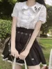 Bluzki damskie kawaii lolita białe kobiety urocze koronkowe topy marszczenie koszule letnie vintage puff rękawa japońska korea w stylu preppy słodki