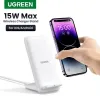 Laders ugreen draadloze lader Stand 15W voor iPhone 15 14 Pro Max Samsung AirPods Pro Wireless Chargers Qi Type C Snellaadstation