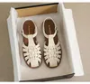 Sandals Large Size Flat Summer Designer Retro Braided Roman Platform Shoes Back Empty Luxury Womens